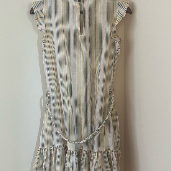 Marine Layer Womans size XS Laney Mini Dress Beachy Stripe Beige Linen Blend - Picture 6 of 12